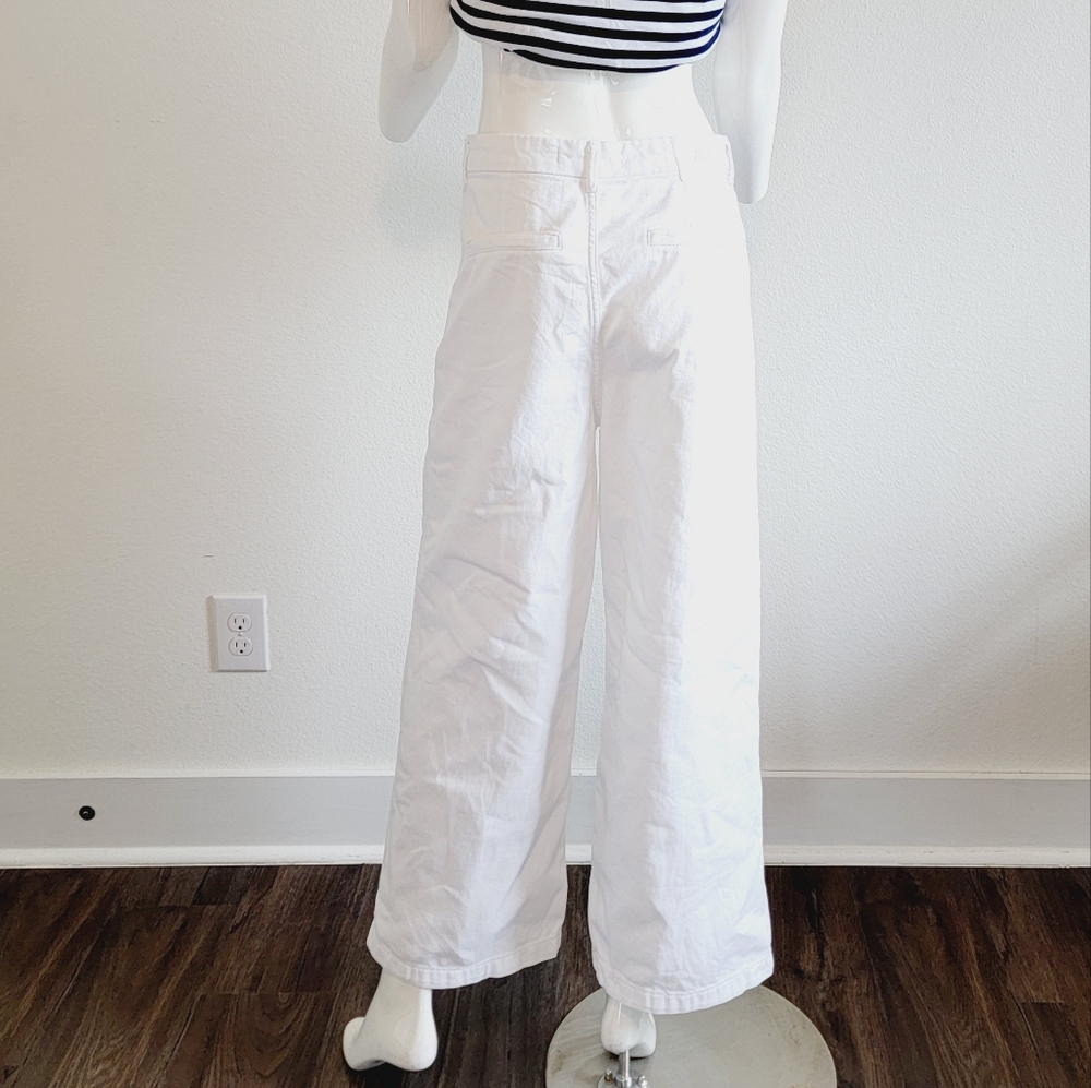 Zara 1975 Crisp White Cropped Ankle-length Denim Jeans Sz US 6 / EU 38 - Picture 4 of 11